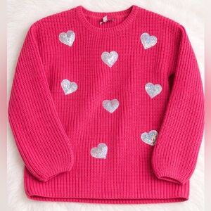 Girls Pink Sequin Heart Sweater Size 14/16